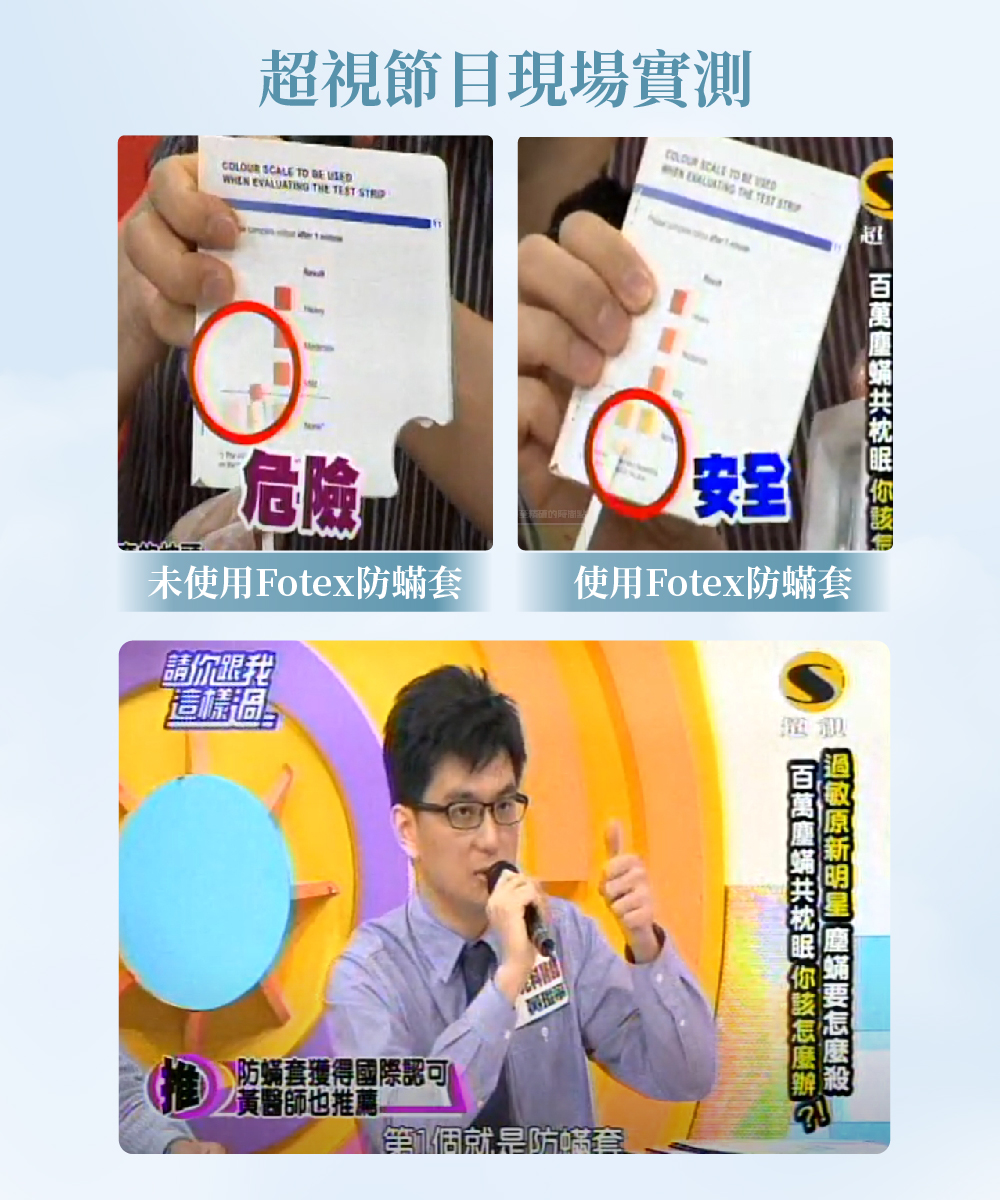超視節目實測Fotex防蟎套，有效阻絕塵蟎過敏原，改善過敏症狀
